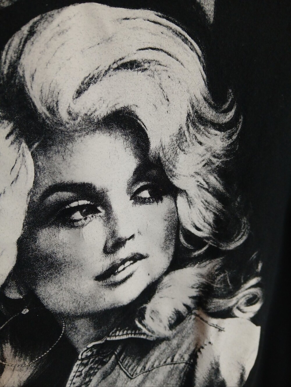 Black Graphic Tee with White Dolly Portrait Country Concert Festival  Cowgirl - Picture 2 of 5